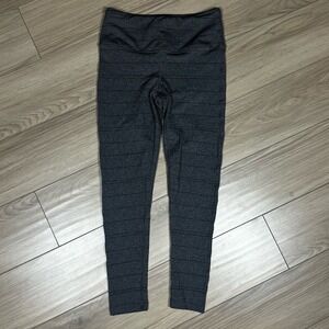 Prana Leggings Women's Gray Geometric Ruched Leg Activewear Stretch Medium